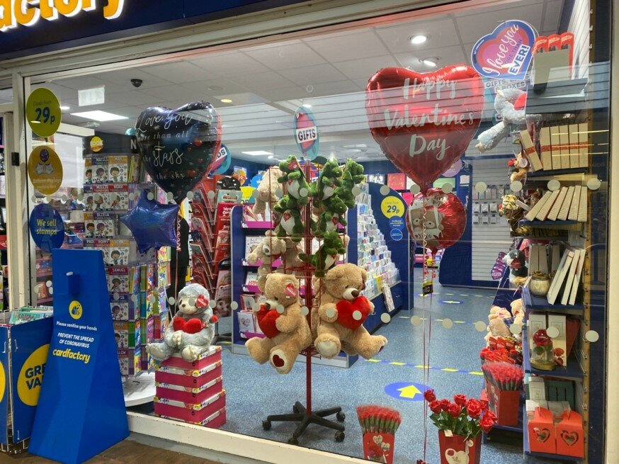 イギリスの、バレンタインプレゼントを販売しているお店