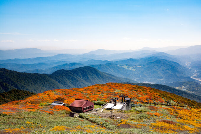 月山の頂上から見る紅葉