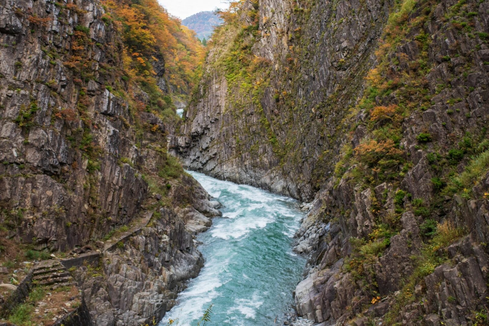 岩肌を流れる清津川