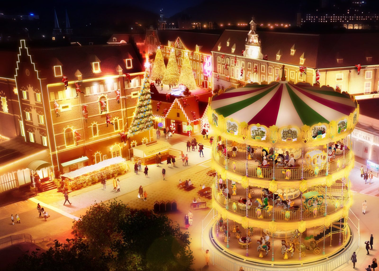 ハウステンボスの3階建てメリーゴーラウンド「スカイカルーセル」