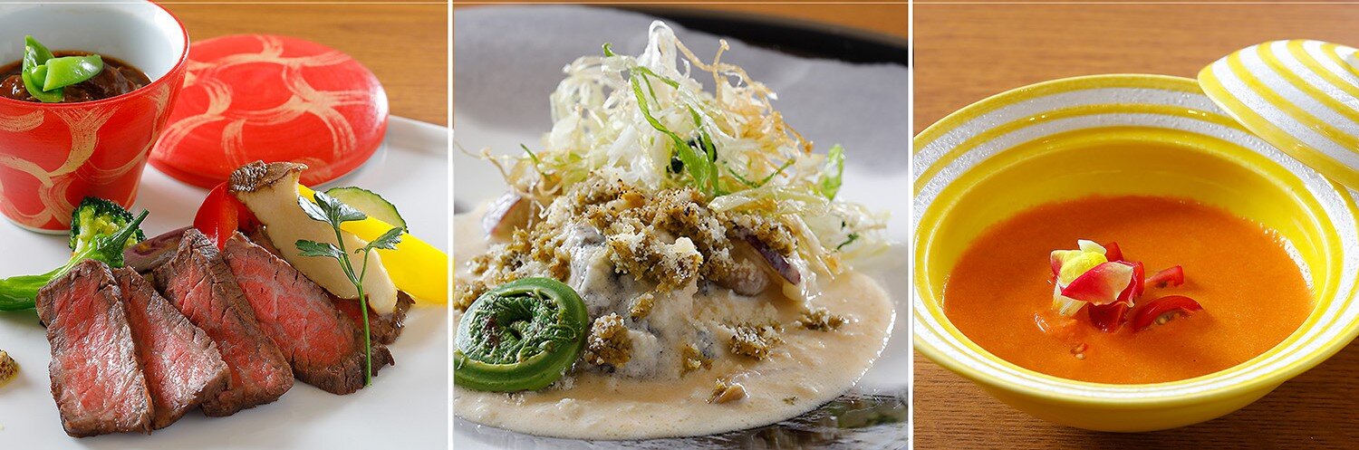 銀山温泉の本館古勢起屋の食事処「野川亭」のお料理