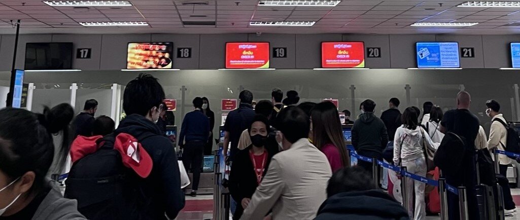 チェンマイ国際空港のタイベトジェットのチェックインカウンター