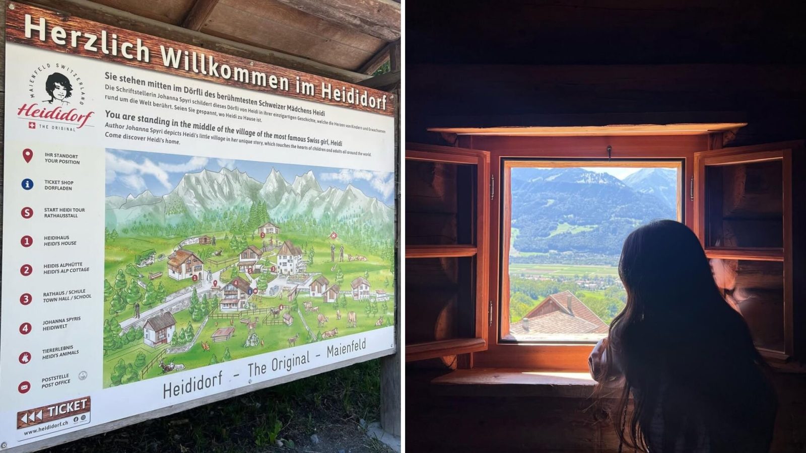 マイエンフェルトの地図。窓の外に広がる美しい景色。