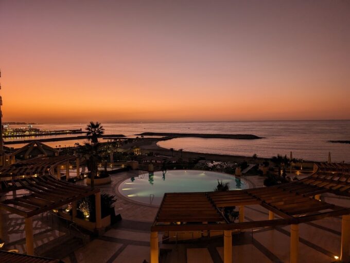 Four seasons at San Stefanoの客室から見る夕陽