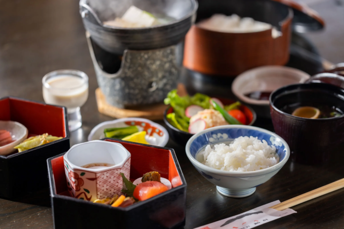 高柳じょんのび村の地産地消の朝食