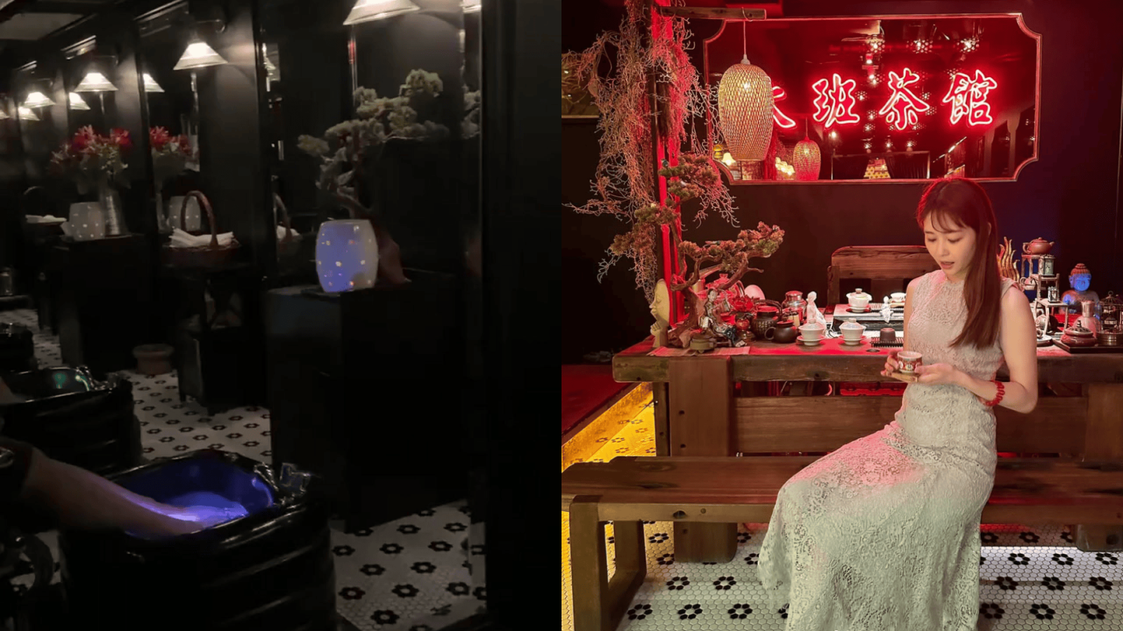香港のレトロなマッサージ店・大班公館Tai Pan Reflexology Parlourで、施術後お茶をいただく