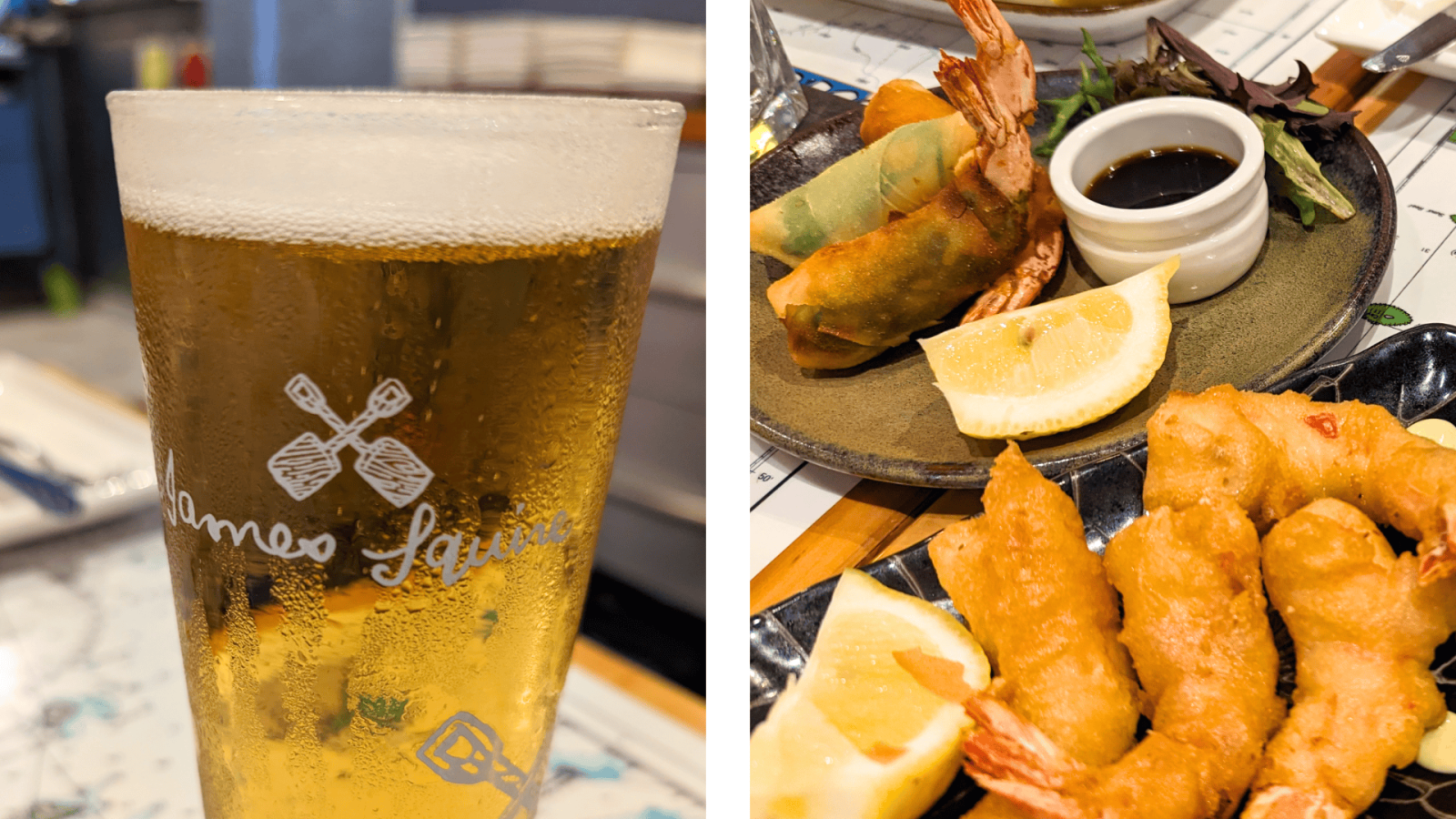 スプラッシュ・シーフード・レストランのビールと揚げ物料理